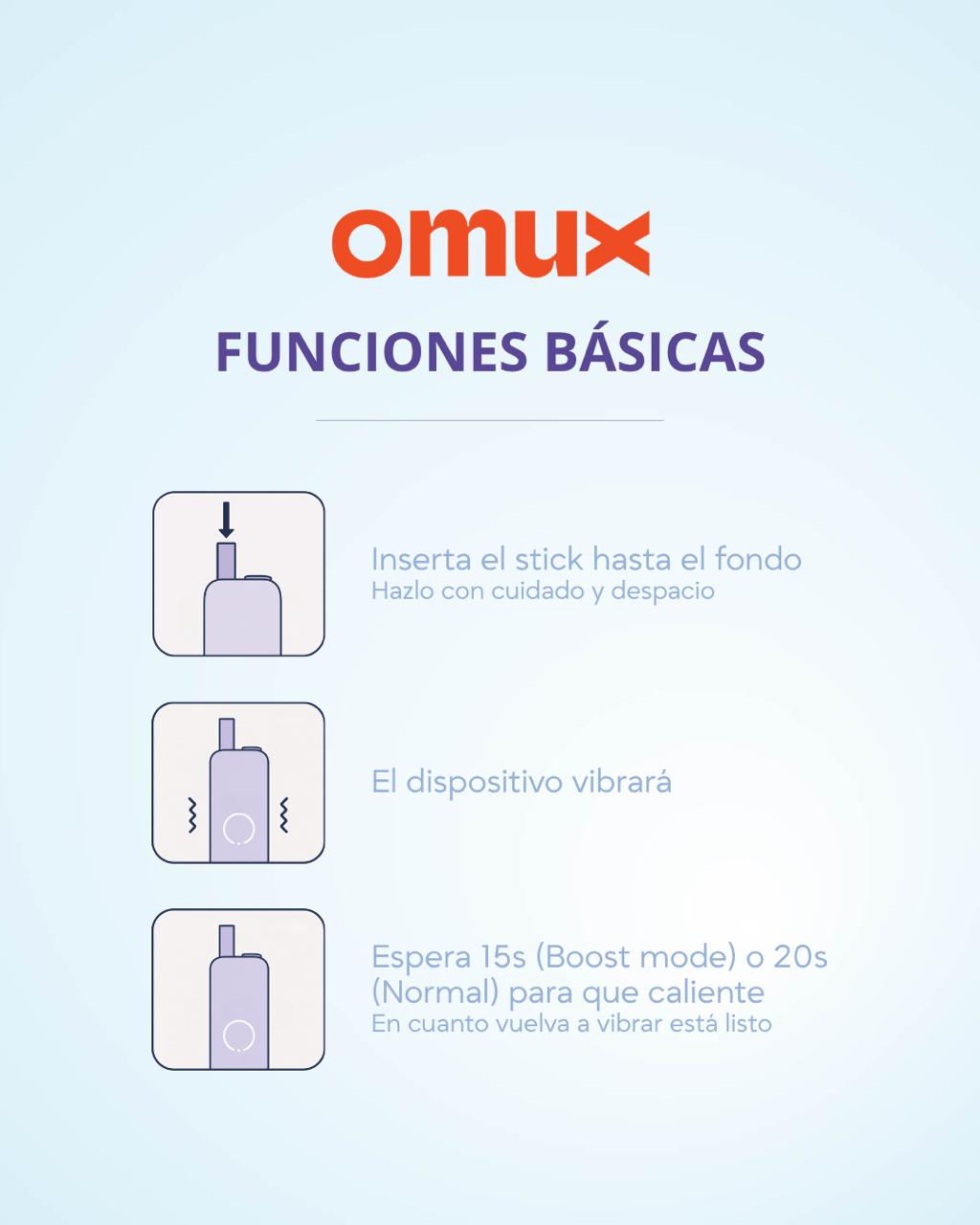 Calentador de Tabaco OMUX – Tecnología de Calentamiento Continuo y Máxima Batería